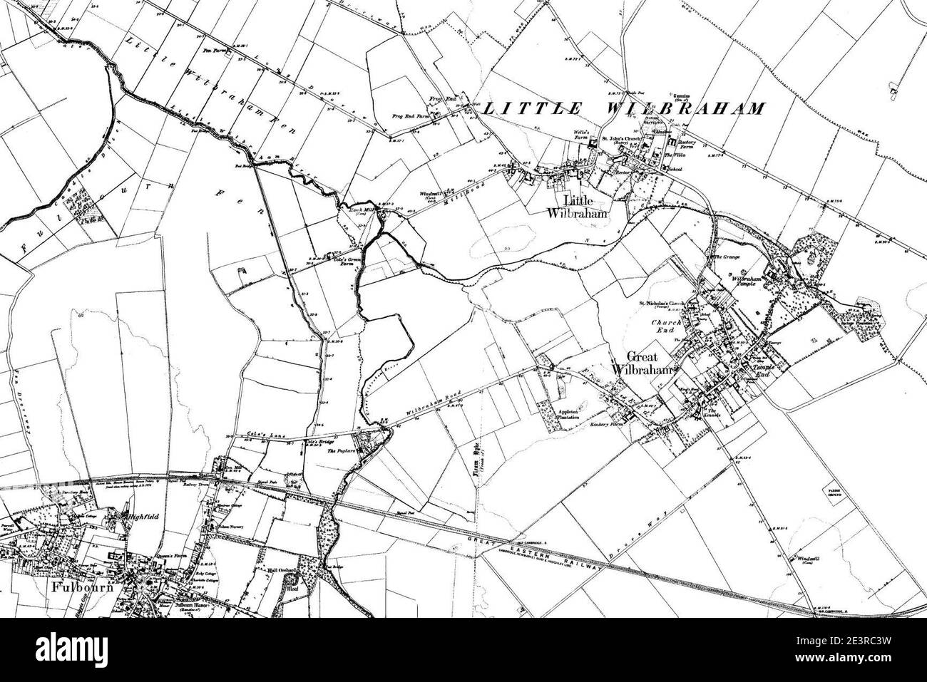 Karte von Cambridgeshire OS Kartenname 048-NW, Ordnance Survey, 1884-1892. Stockfoto