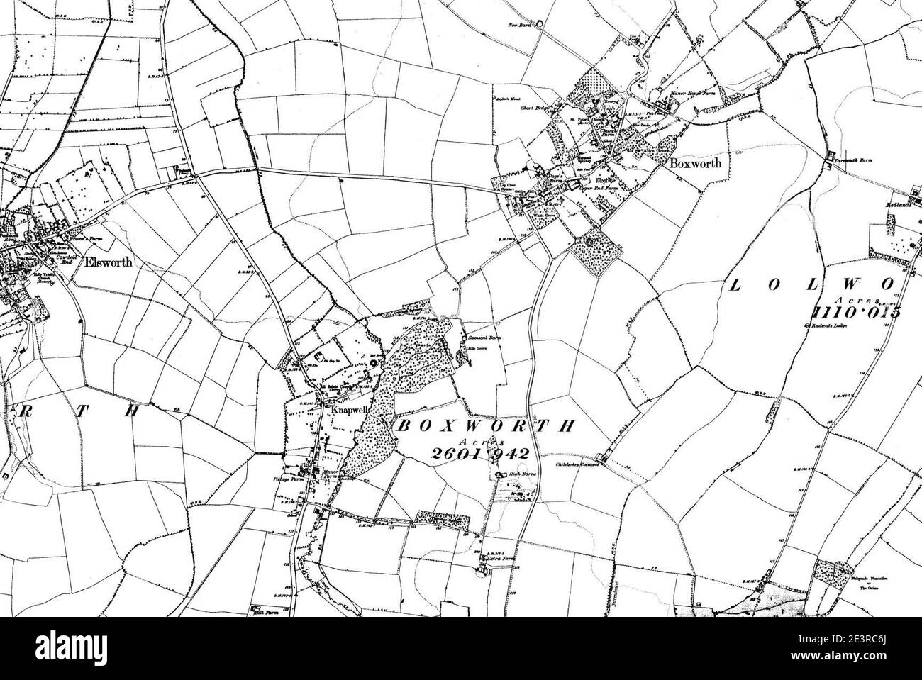Karte von Cambridgeshire OS Kartenname 039-NW, Ordnance Survey, 1884-1892. Stockfoto