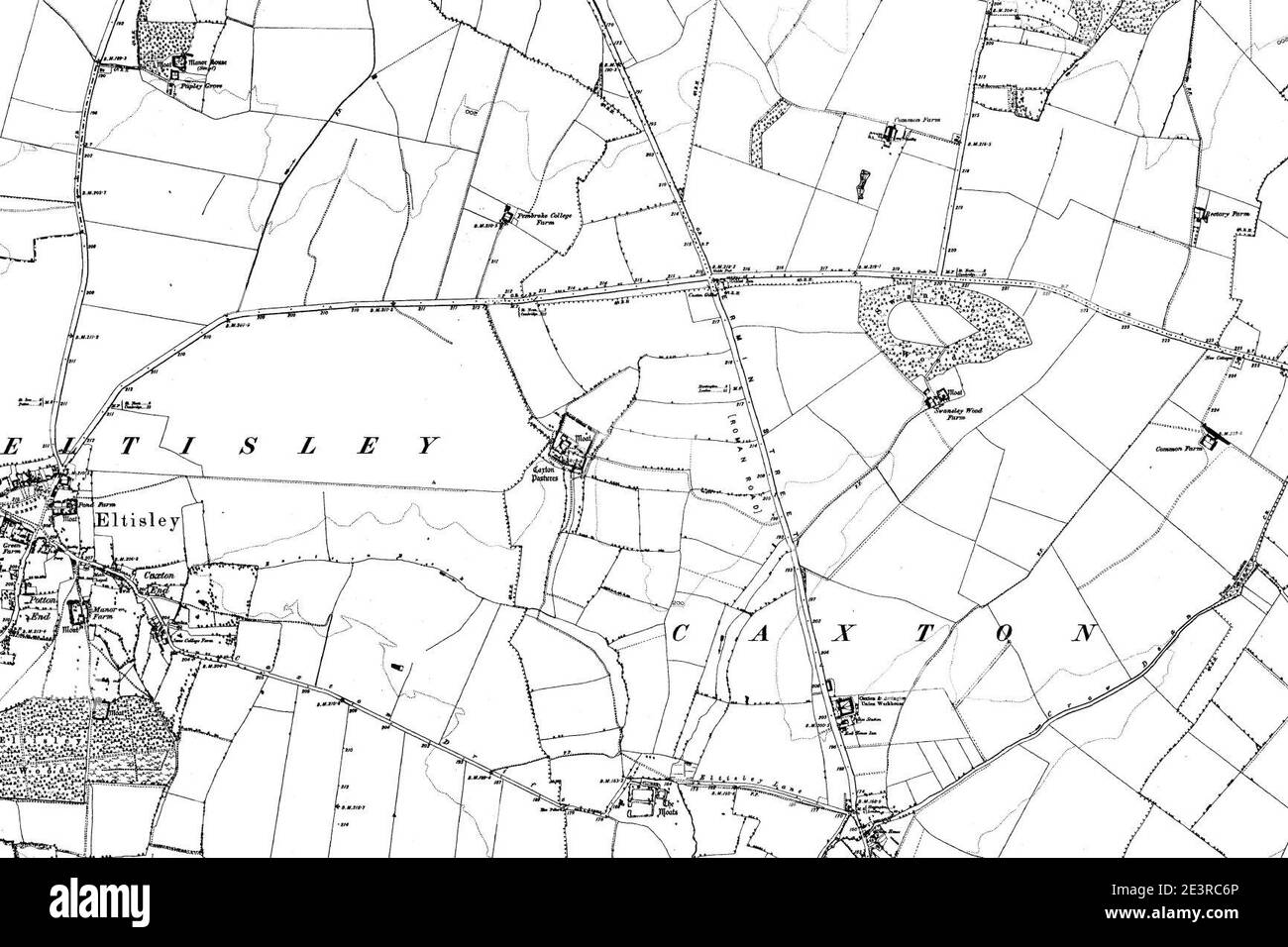 Karte von Cambridgeshire OS Kartenname 038-SE, Ordnance Survey, 1884-1892. Stockfoto
