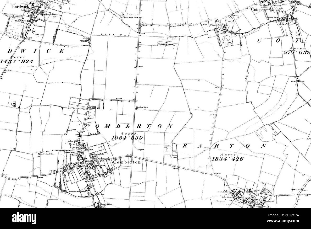Karte von Cambridgeshire OS Kartenname 046-NE, Ordnance Survey, 1884-1892. Stockfoto