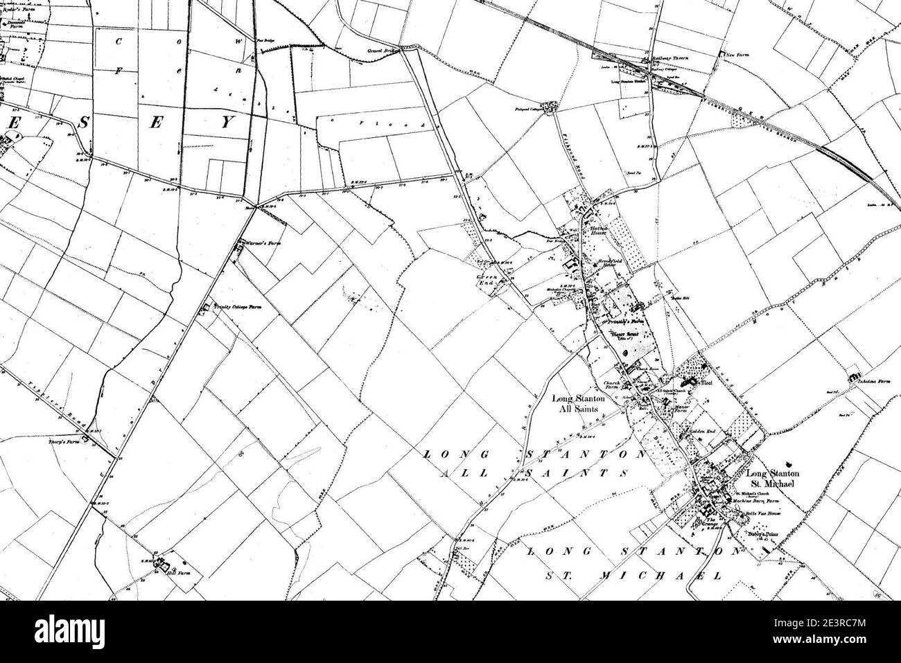 Karte von Cambridgeshire OS Kartenname 033-SE, Ordnance Survey, 1884-1892. Stockfoto