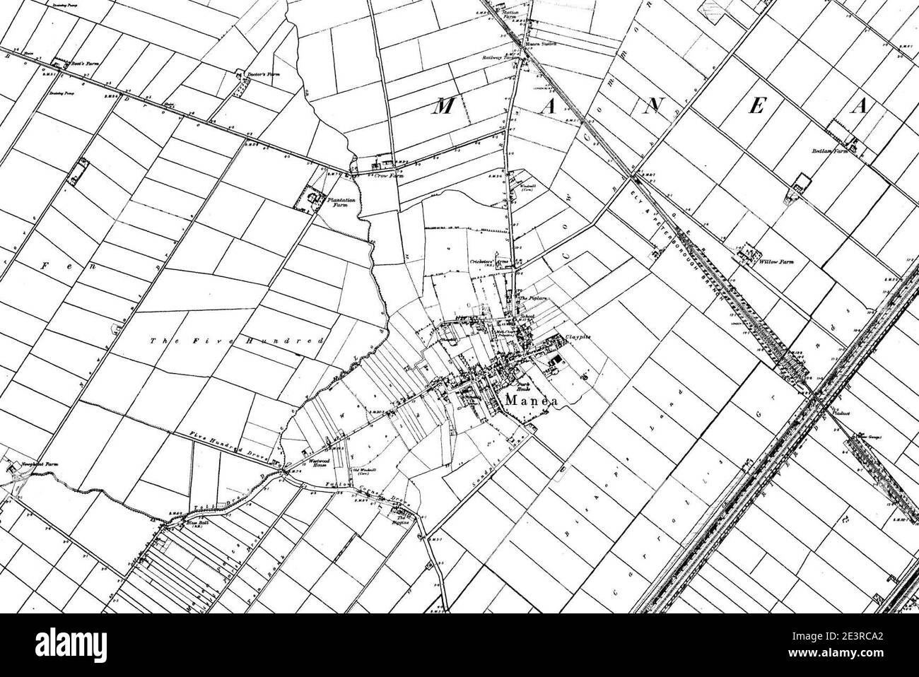 Karte von Cambridgeshire OS Kartenname 021-NE, Ordnance Survey, 1884-1892. Stockfoto