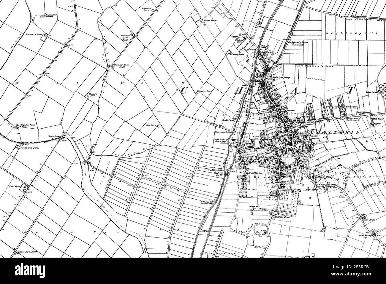 Karte von Cambridgeshire OS Kartenname 020-SE, Ordnance Survey, 1884-1892. Stockfoto