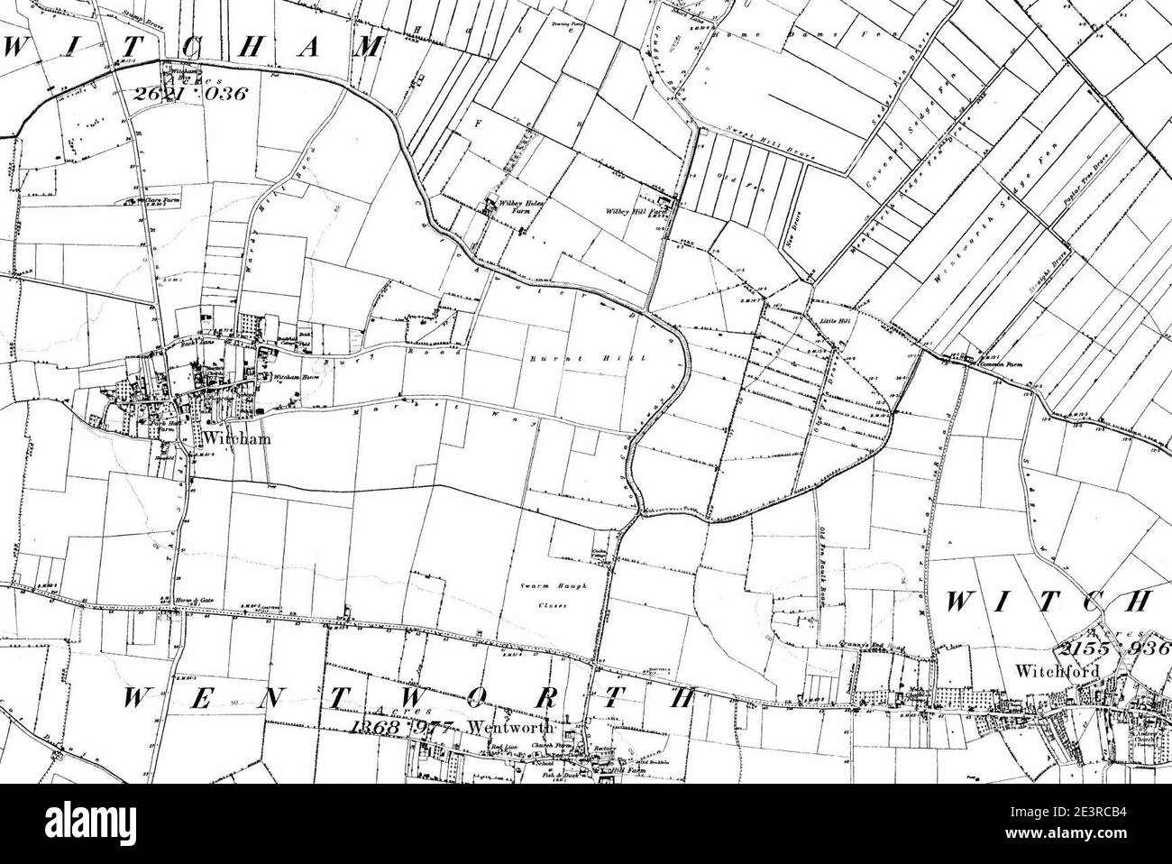 Karte von Cambridgeshire OS Kartenname 025-SE, Ordnance Survey, 1884-1892. Stockfoto