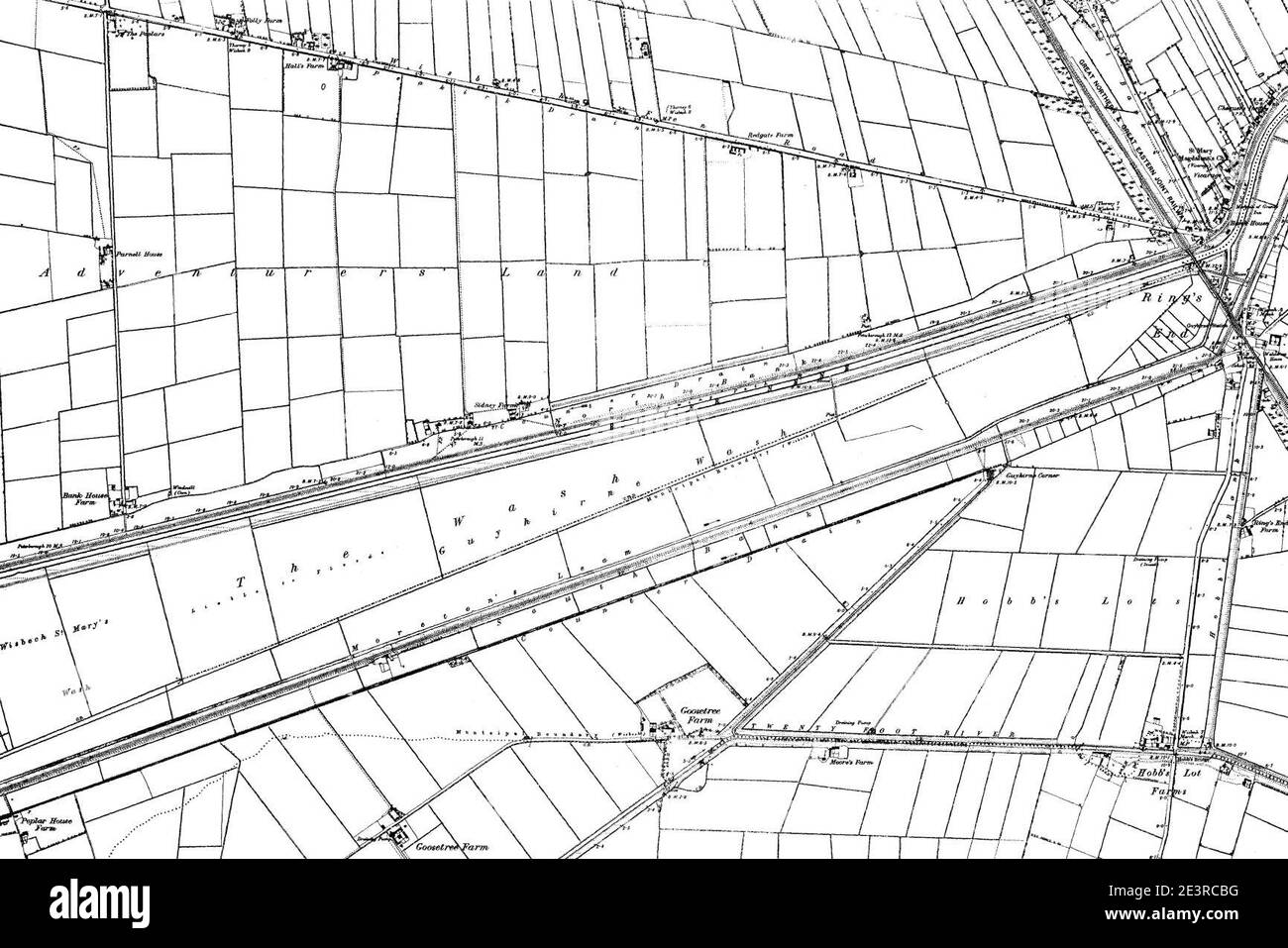 Karte von Cambridgeshire OS Kartenname 011-NE, Ordnance Survey, 1884-1892. Stockfoto