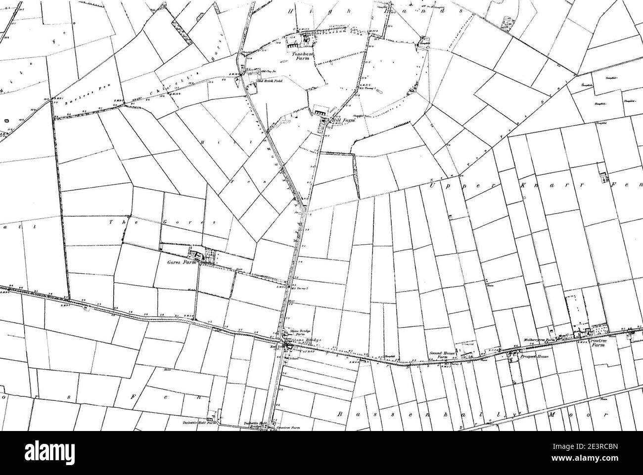 Karte von Cambridgeshire OS Kartenname 010-NE, Ordnance Survey, 1884-1892. Stockfoto