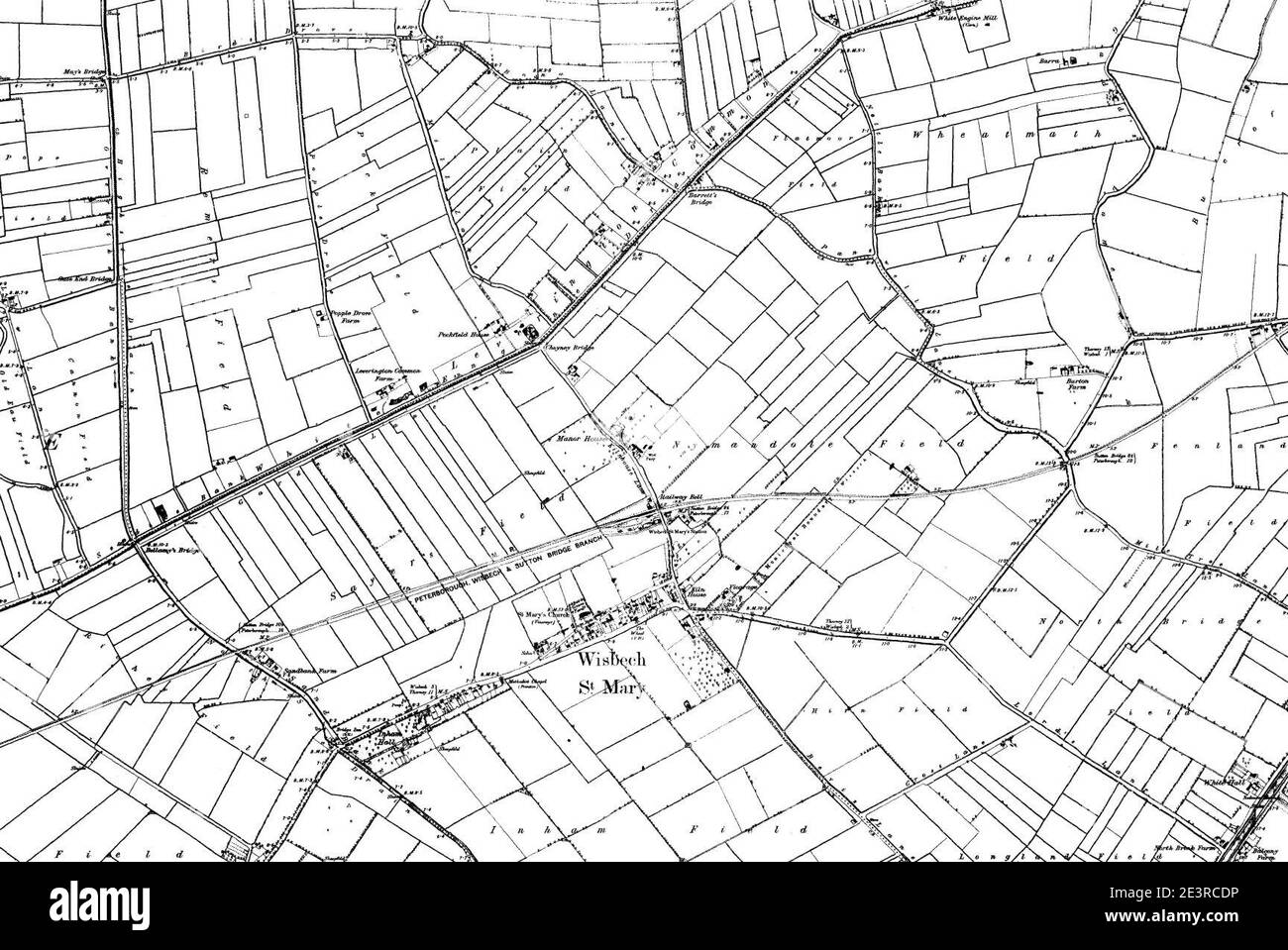 Karte von Cambridgeshire OS Kartenname 007-NW, Ordnance Survey, 1884-1892. Stockfoto