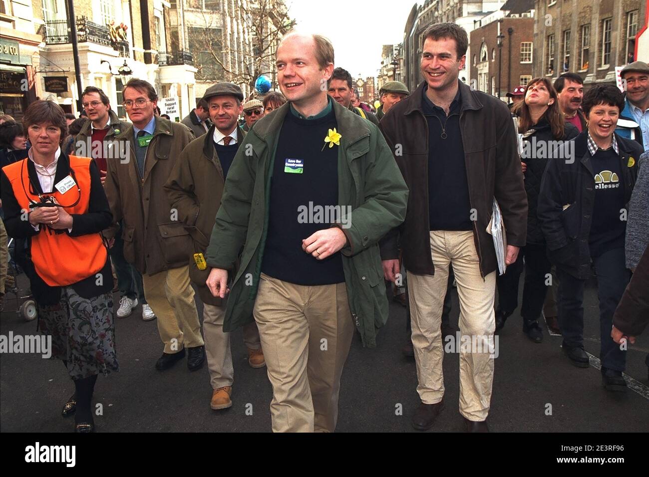 BILD VON JEFF GILBERT.BILD ZEIGT WILLIAM HAGUE ZU FUSS MIT LANDVOLK AUF DEM LAND MARSCH DURCH LODON HEUTE. Stockfoto