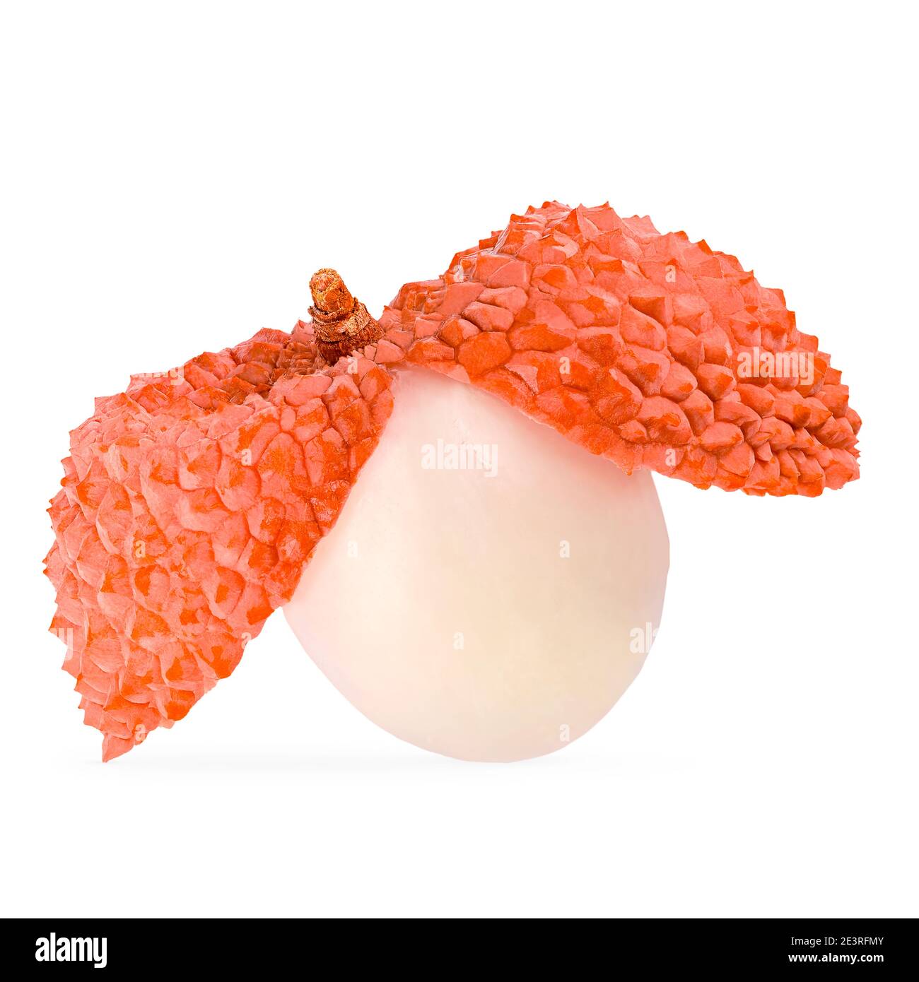 Ganze Litchi isoliert auf dem weißen mit Schatten Stockfoto