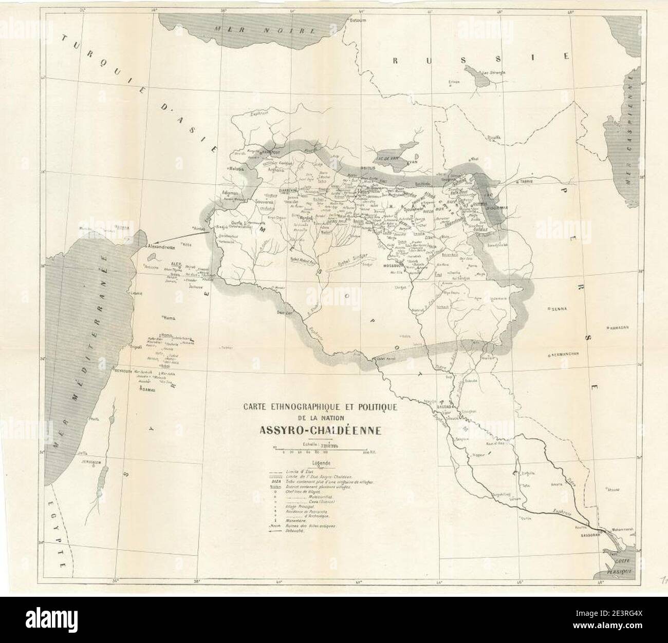 Karte von Assyrien Pariser Friedenskonferenz 1919. Stockfoto