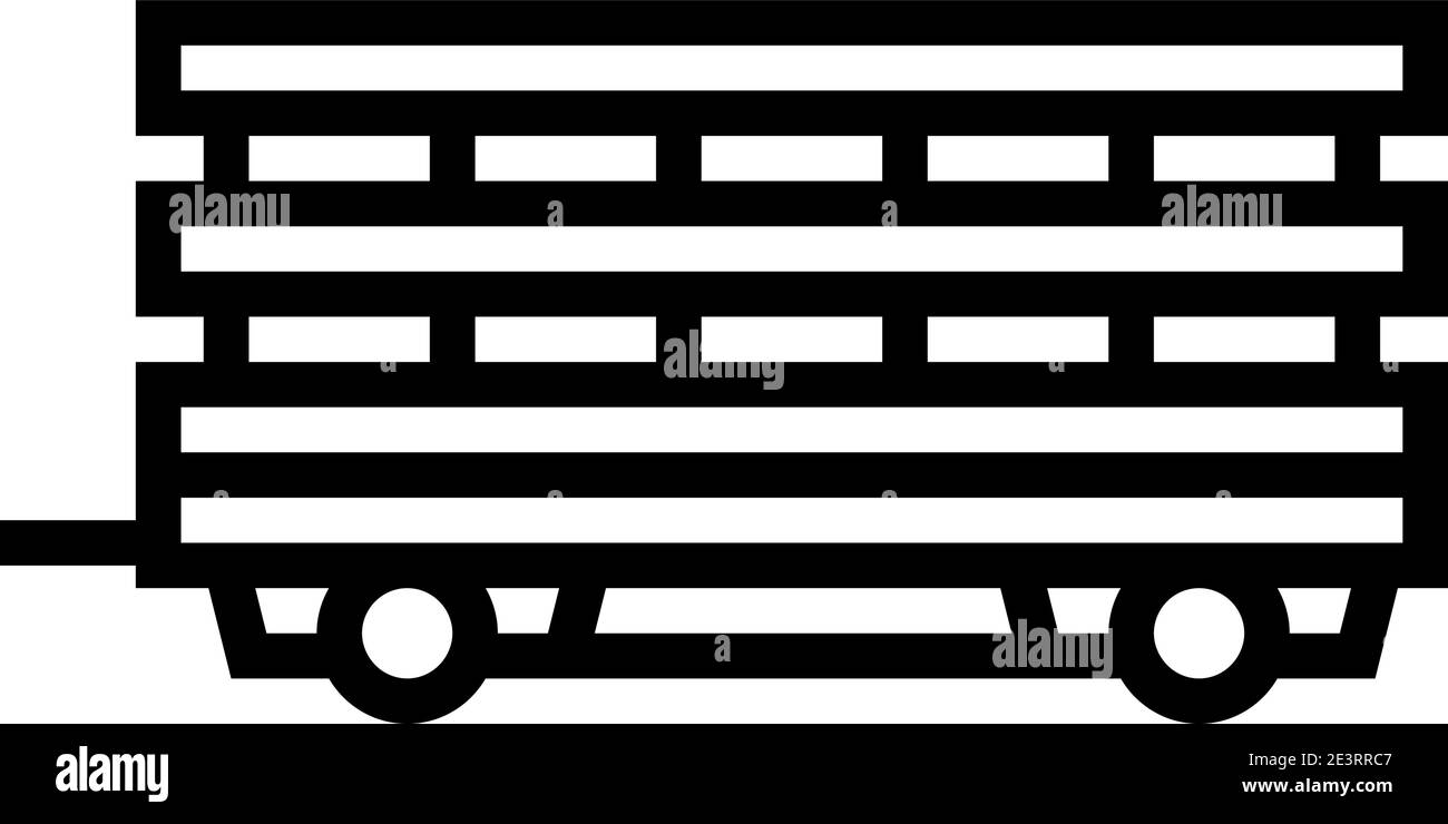 Bauernhof Produkte Transport Anhänger Linie Symbol Vektor Illustration Stock Vektor