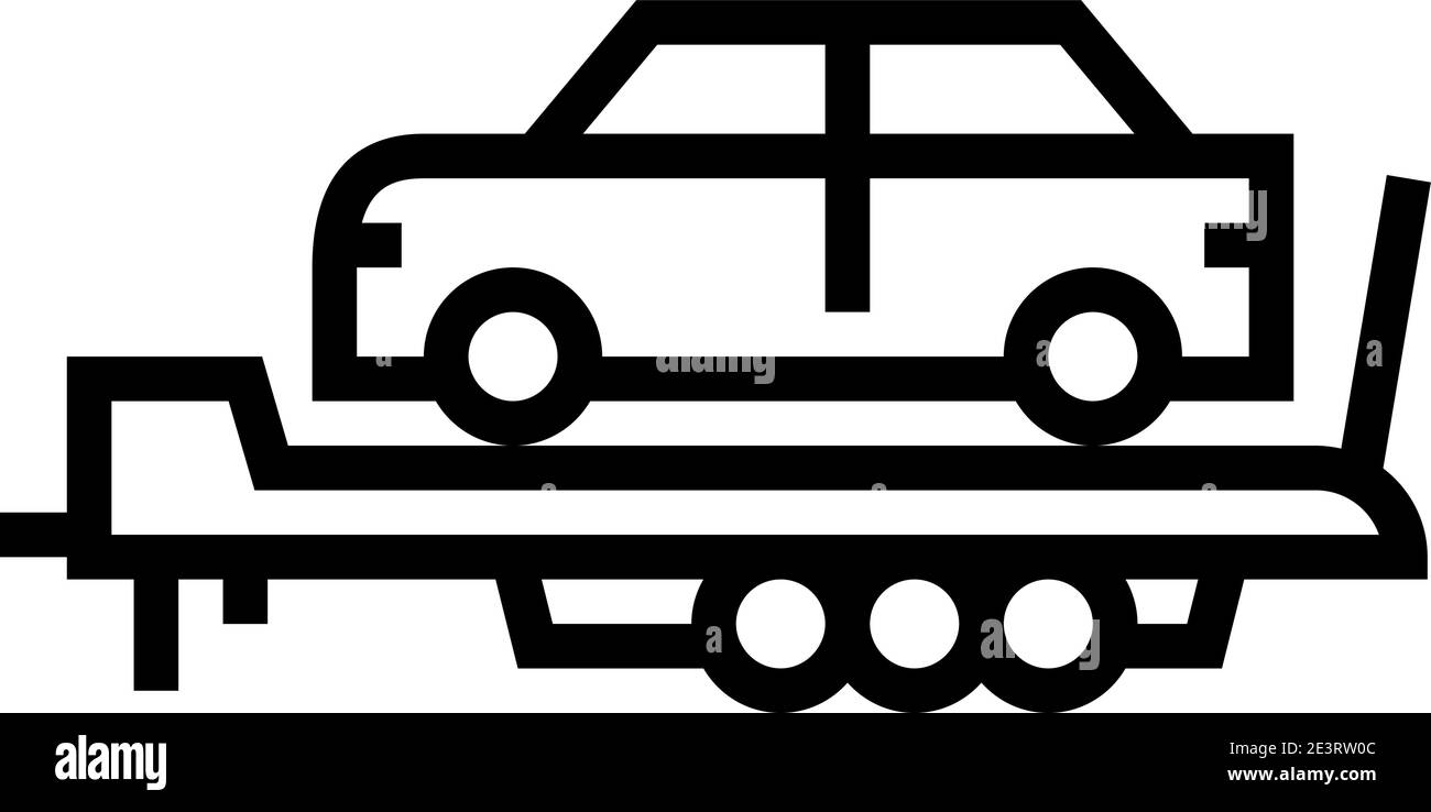 Auto Transport Anhänger Linie Symbol Vektor Illustration Stock Vektor