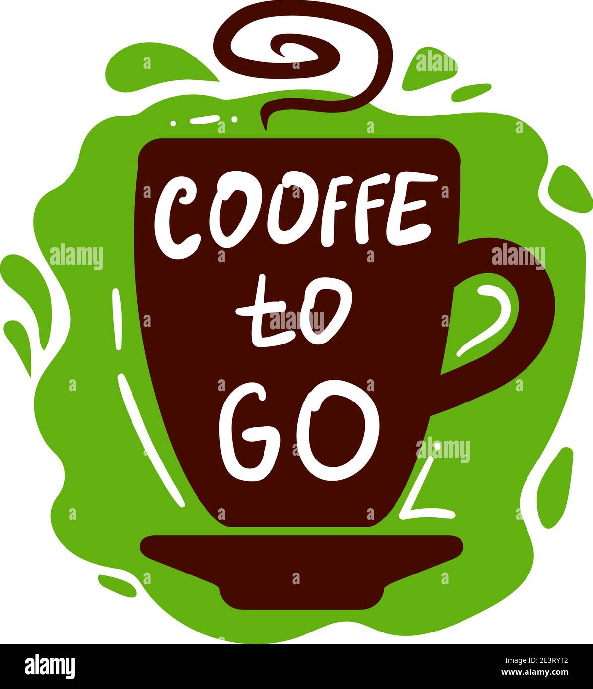 Logo für Kaffeetassen. Kaffee Tassen Farbe Banner auf weißem Hintergrund mit Text - Kaffee zu gehen. Stock Vektor