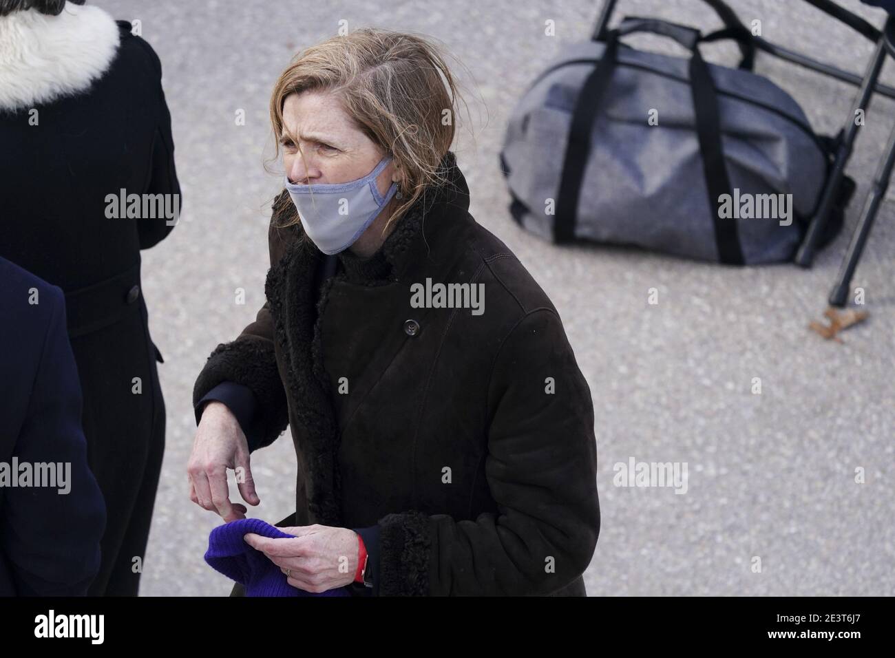 Samantha Power, Verwalter der US-Agentur für internationale Entwicklung Nominee für US-Präsident-elect Joe Biden, trägt eine Schutzmaske, während der Teilnahme an der 59. Präsidenteneröffnung in Washington, D.C., USA, am Mittwoch, 20. Januar 2021. Biden wird an seinem ersten Tag als Präsident eine umfassende Reform der Einwanderung vorschlagen, einschließlich eines verkürzten Weges zur US-Staatsbürgerschaft für Migranten ohne Papiere - eine vollständige Umkehr von Donald Trumps Einwanderungsbeschränkungen und -Niederlagen, die jedoch mit großen Hinderungsgründen im Kongress konfrontiert ist. Fotograf: Kevin Dietsch/UPI / MediaPunch Stockfoto