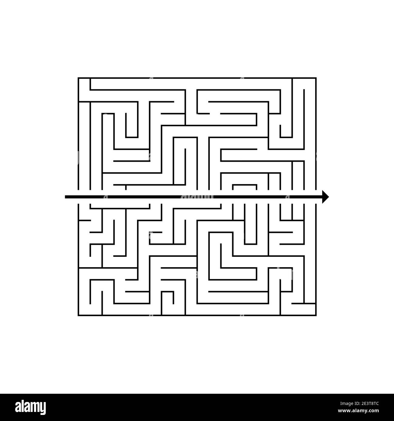 Labyrinth mit einer gerade durchlaufenden Weglinie. Einfache Lösung eines komplexen Problems. Vektorgrafik. Stock Vektor