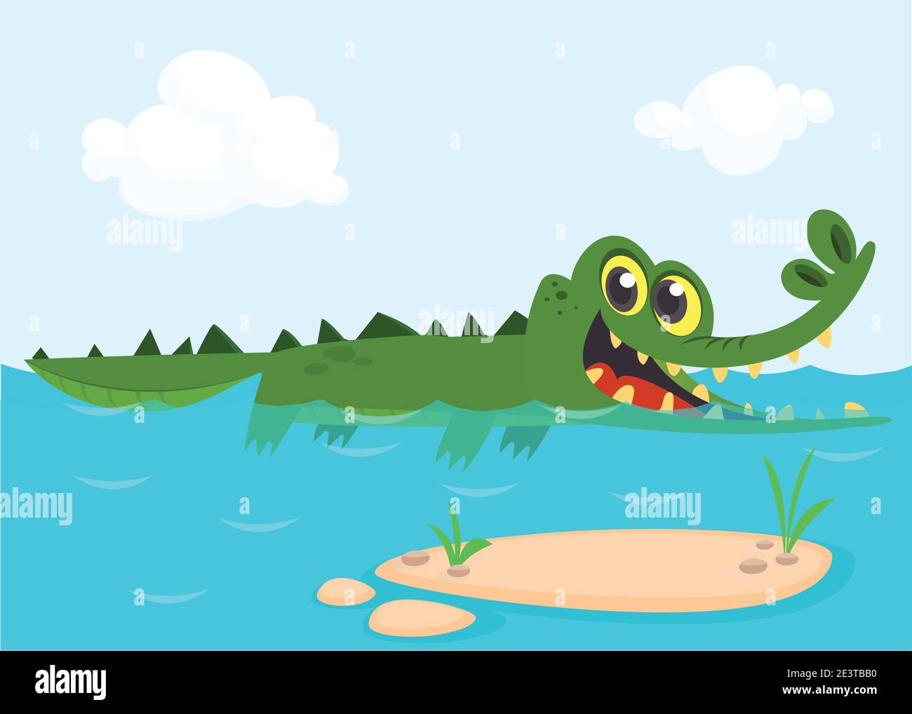 Lustige grüne Krokodil Cartoon Schwimmen. Vektor-Illustration für Kinder  Buch Stock-Vektorgrafik - Alamy