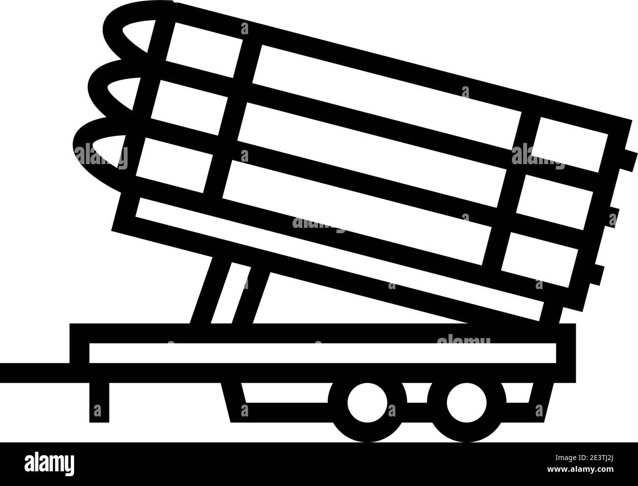 Raketen Transport Anhänger Linie Symbol Vektor Illustration Stock Vektor