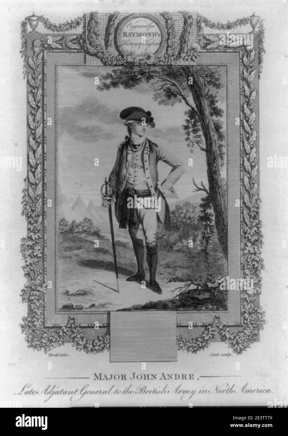 Major John Andre, später Adjutant General der britischen Armee in Nordamerika - Dodd delin. ; Cook sculp. Stockfoto