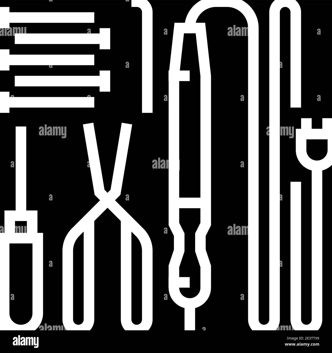 Werkzeuge für Reparatur Elektronik Glyphe Symbol Vektor Illustration Stock Vektor