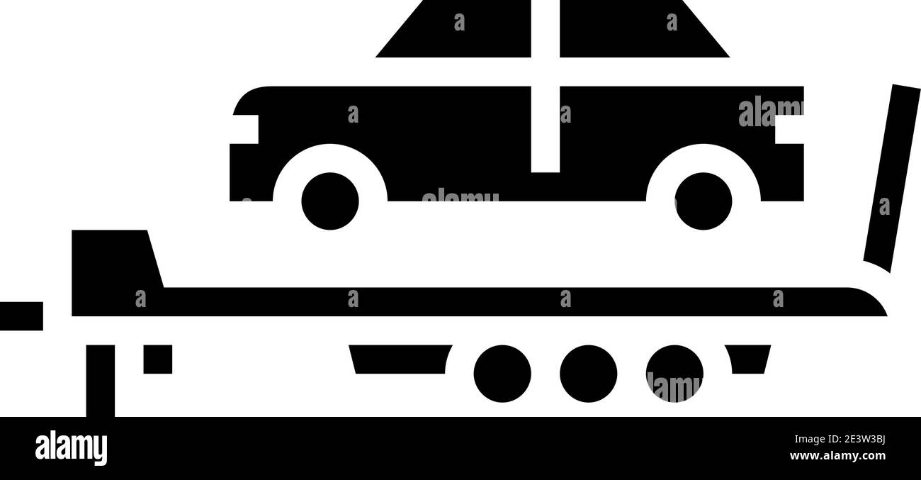 Auto Transport Anhänger Glyphe Symbol Vektor Illustration Stock Vektor