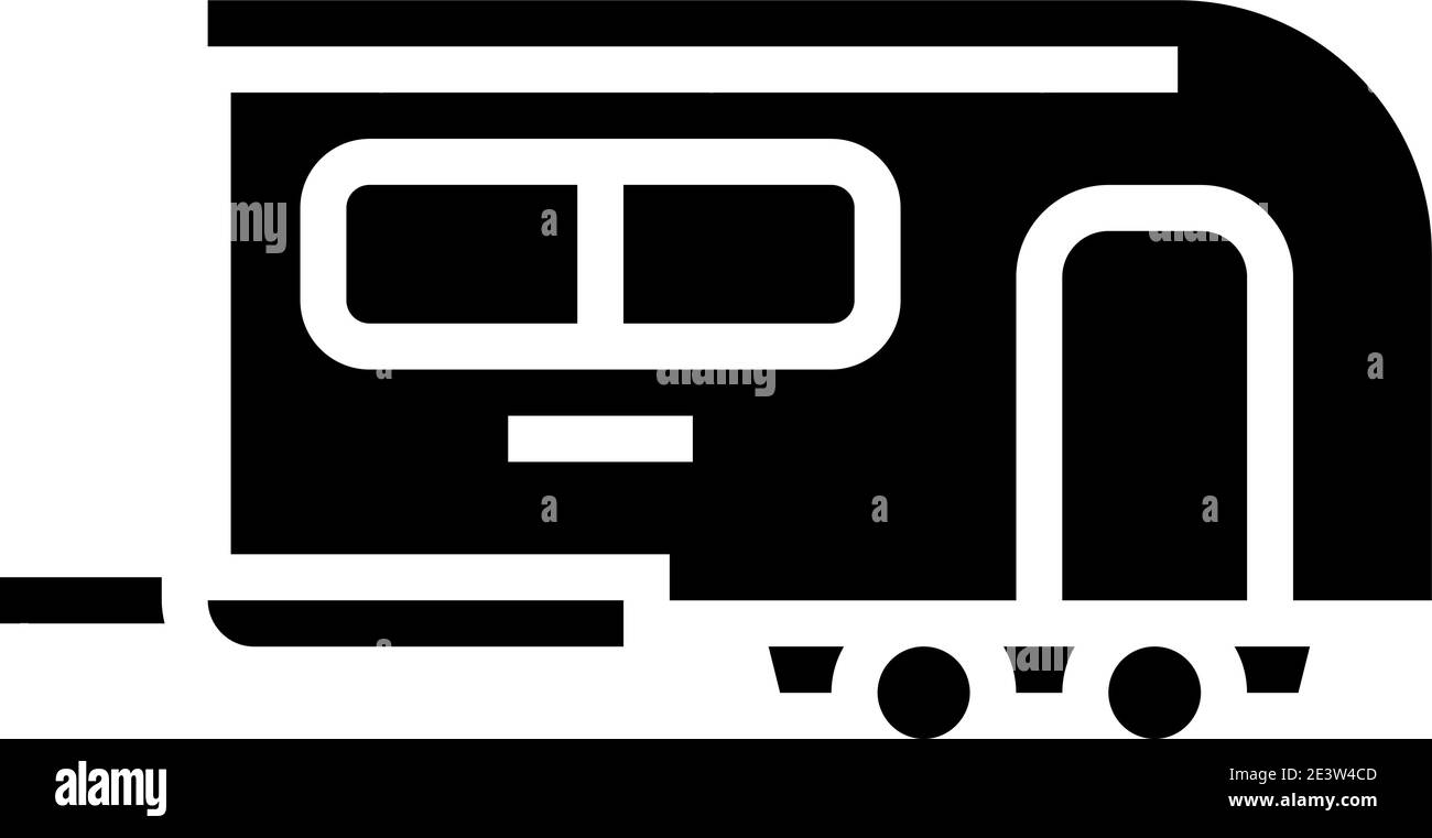 Camper Anhänger Glyphe Symbol Vektor Illustration Stock Vektor