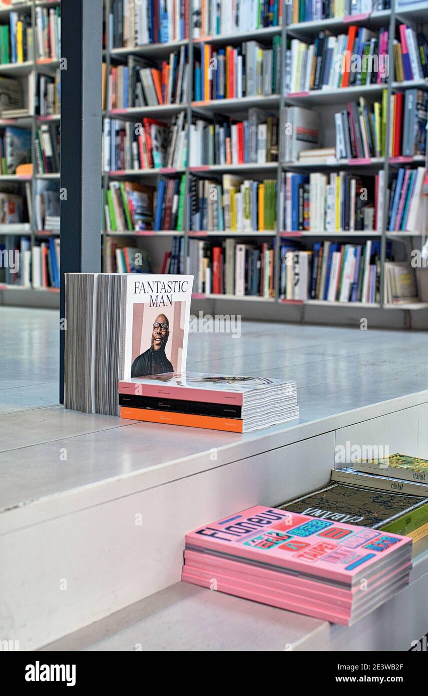 Pro qm eine unabhängige Buchhandlung in Berlin, Deutschland Stockfoto