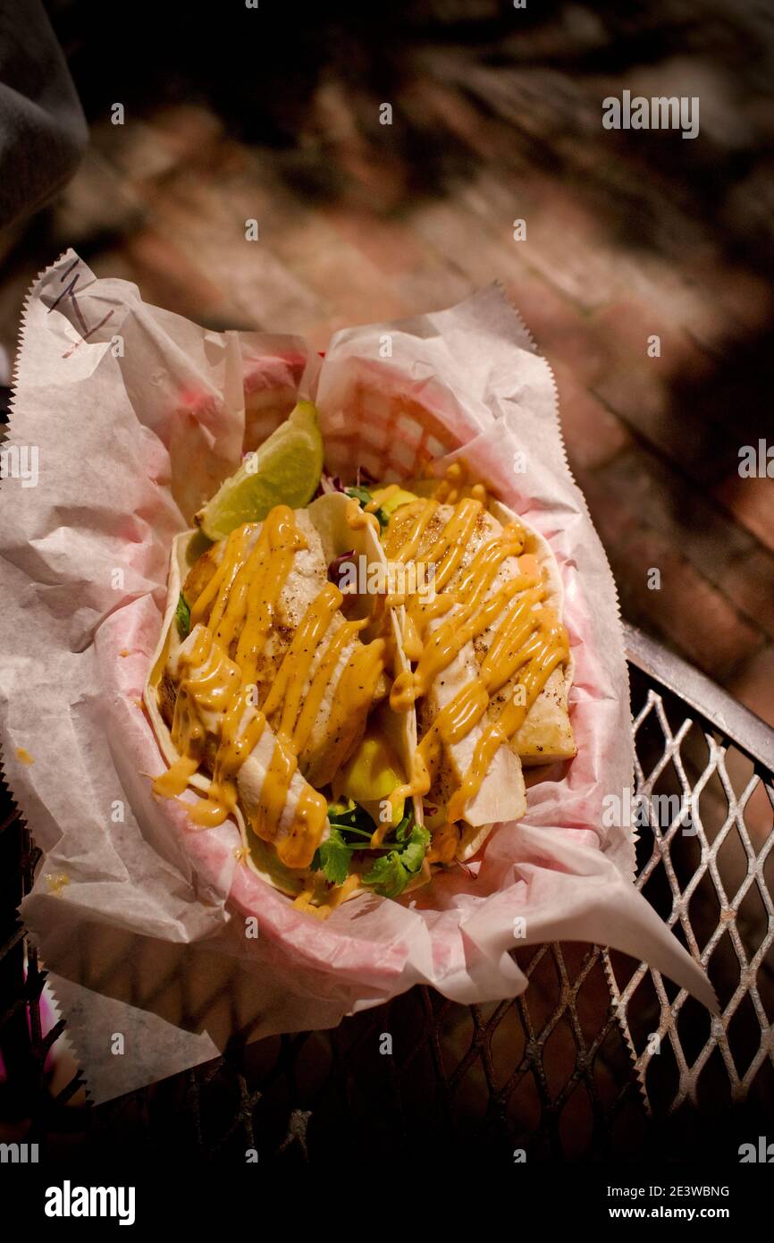 Garbo's Grill, Cayo Fish Taco in Key West, FL, USA. Berühmte Destination Lage. Stockfoto
