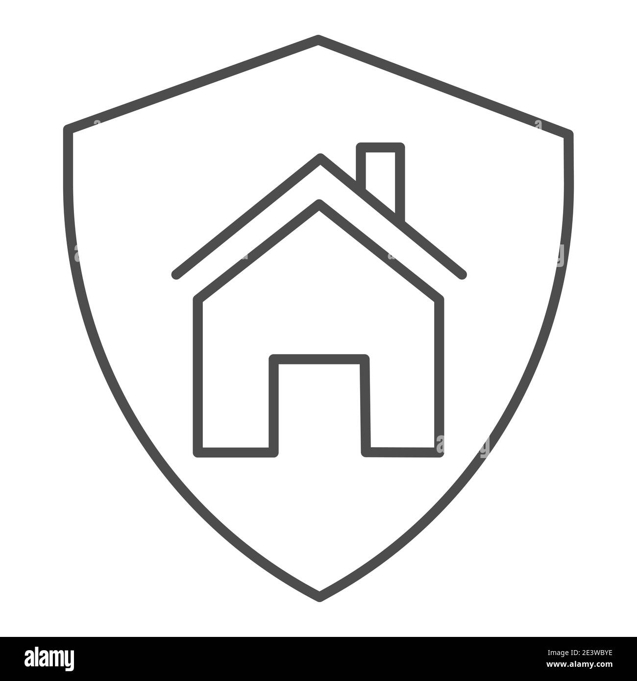 Haus in sicheren Schild dünne Linie Symbol, Selbstisolierung Konzept, Home-Schutz-Zeichen auf weißem Hintergrund, Gebäude in Sicherheit Symbol in der Kontur Stock Vektor
