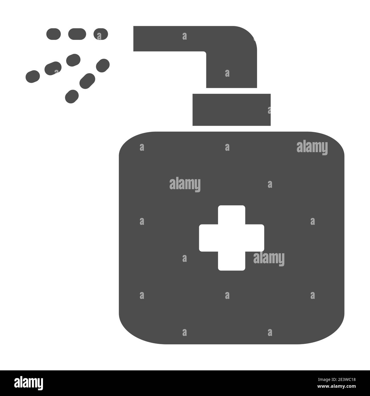 Antiseptisches Spray solide Symbol, Wasch-und Hygienekonzept, Desinfektionsmittel medizinische Flasche mit Kreuz Zeichen auf weißem Hintergrund, antibakterielle Desinfektionsmittel Spray Stock Vektor