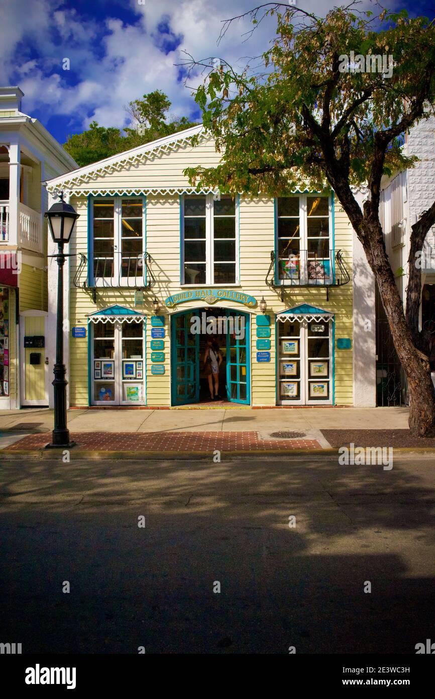 Kunstgalerie in Key West, Florida, FL USA. Südlichster Punkt in den kontinentalen USA. Insel Urlaubsziel für entspannten Tourismus. Stockfoto