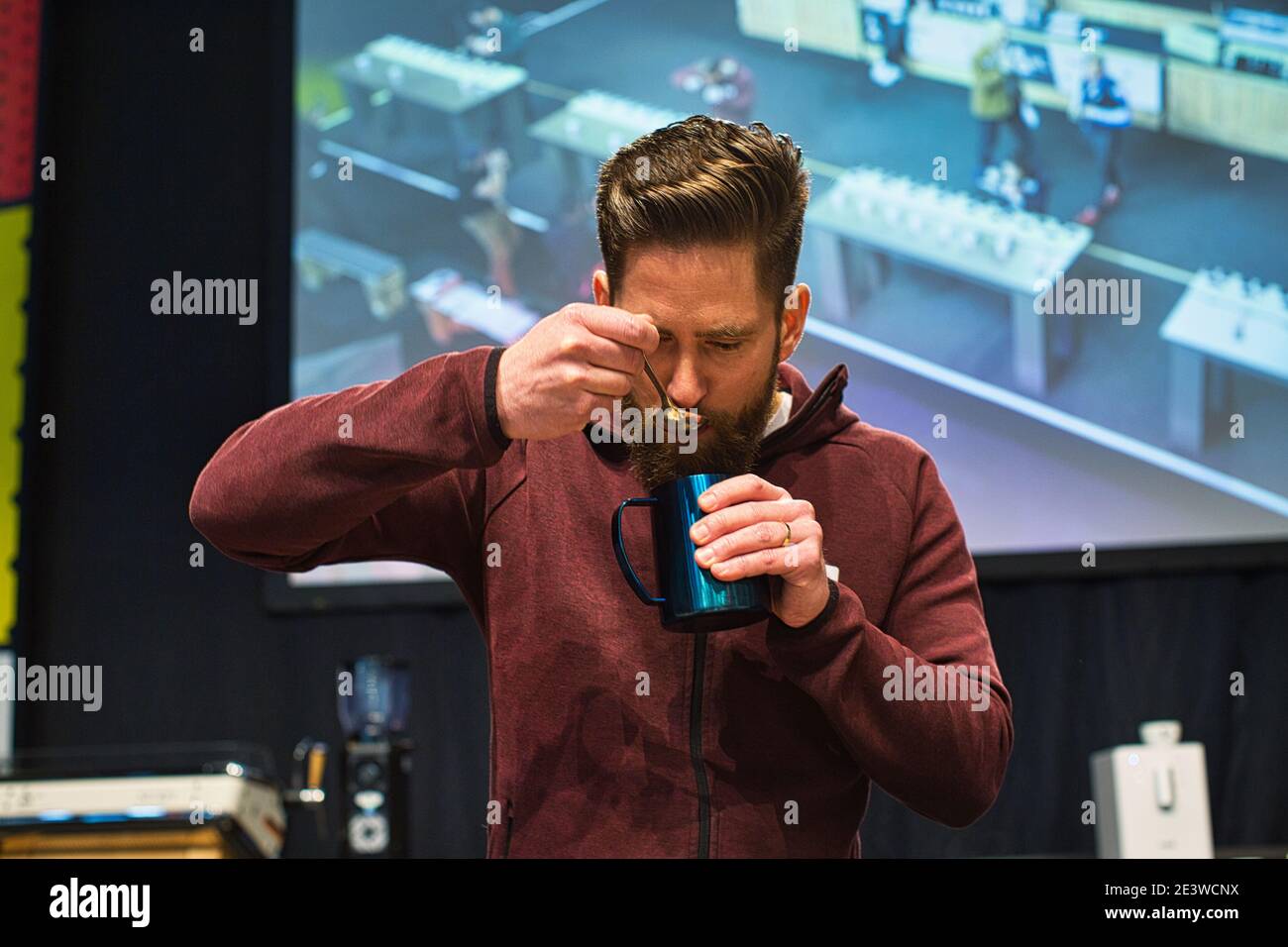 Deutsche Cup-Verkostung im Februar 2020 in Bremen, Deutschland. Stockfoto