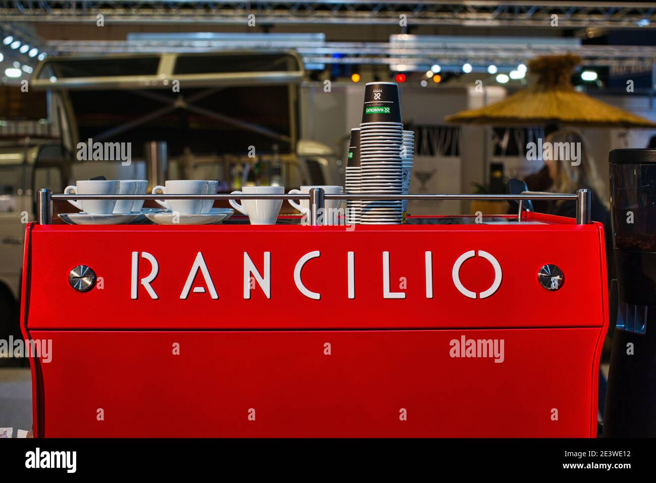 Red Rancilio Classic Espressomaschine Stockfoto
