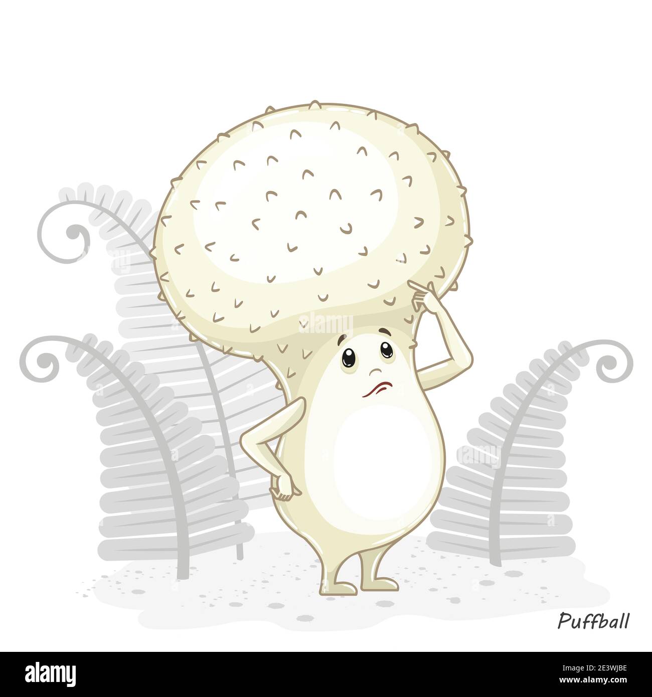Vector Pilze isoliert auf weiß. Lustige Charakter-Design in einem Cartoon-Stil. Champignon mit essbaren Pilzen. Aufdruck für Kinderkleidung Stock Vektor