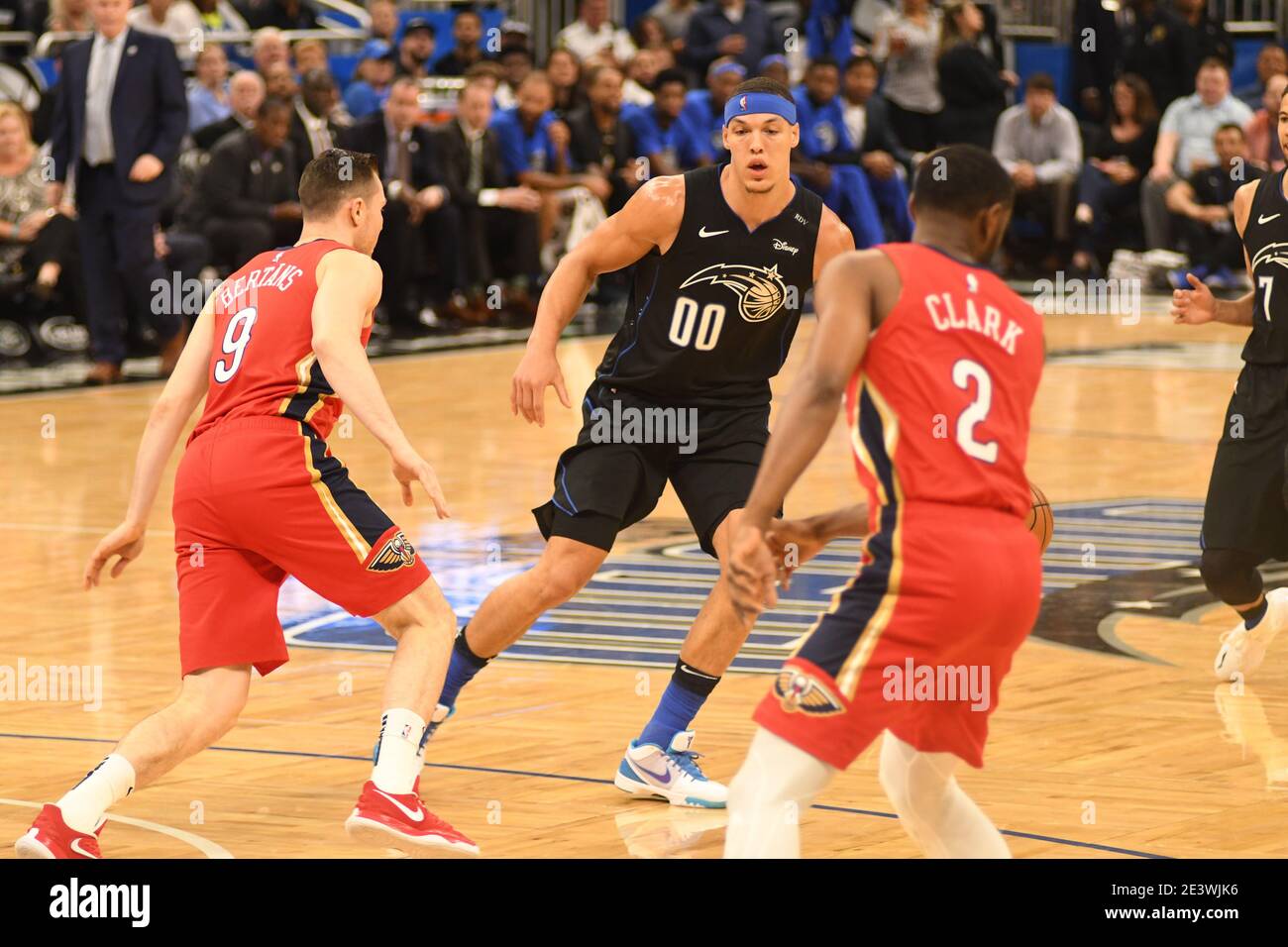 Orlando Magic Gastgeber der Louisiana Pelicans im Amway Center in Orlando Florida am Mittwoch, 20. März 2019. Bildnachweis: Marty Jean-Louis Stockfoto