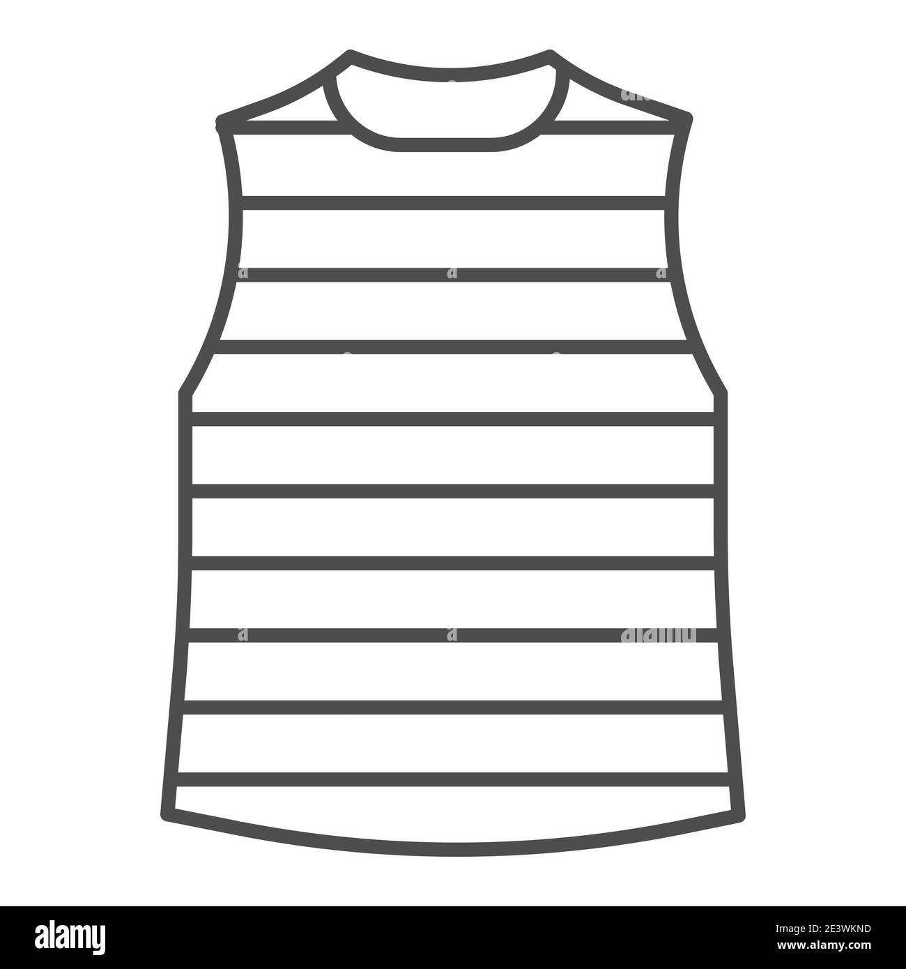 Stripped Weste dünne Linie Symbol, Sommer Kleidung Konzept, Stripped T-Shirt Zeichen auf weißem Hintergrund, Seemann Weste Symbol in Outline-Stil für mobile Konzept Stock Vektor