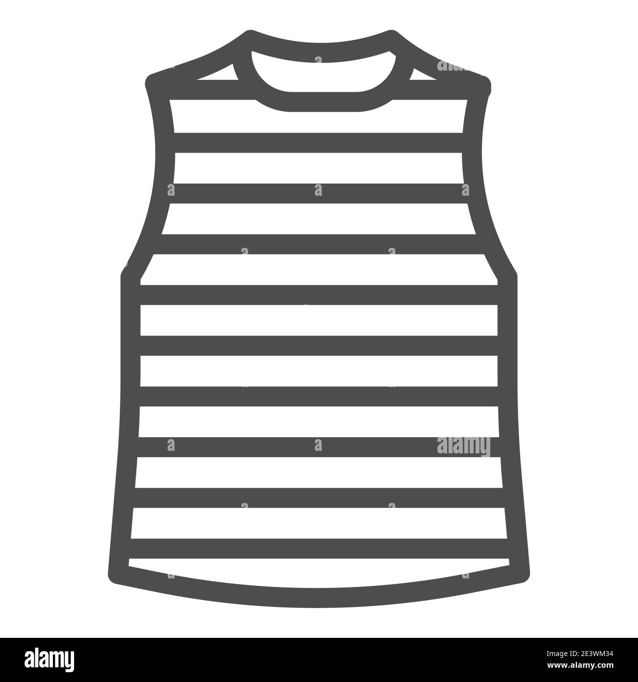 Stripped Weste Linie Symbol, Sommerkleidung Konzept, Stripped T-Shirt Zeichen auf weißem Hintergrund, Seemann Weste Symbol in Outline-Stil für mobile Konzept und Stock Vektor