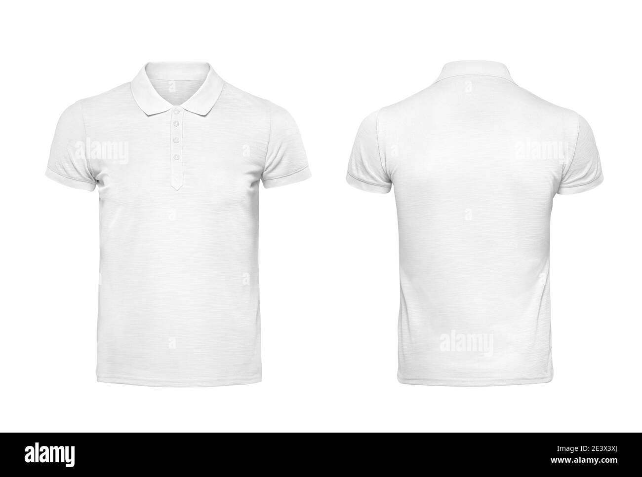 Weiße Polo-T-Shirt Design-Vorlage isoliert auf weiß mit Ausschnitt Pfad Stockfoto
