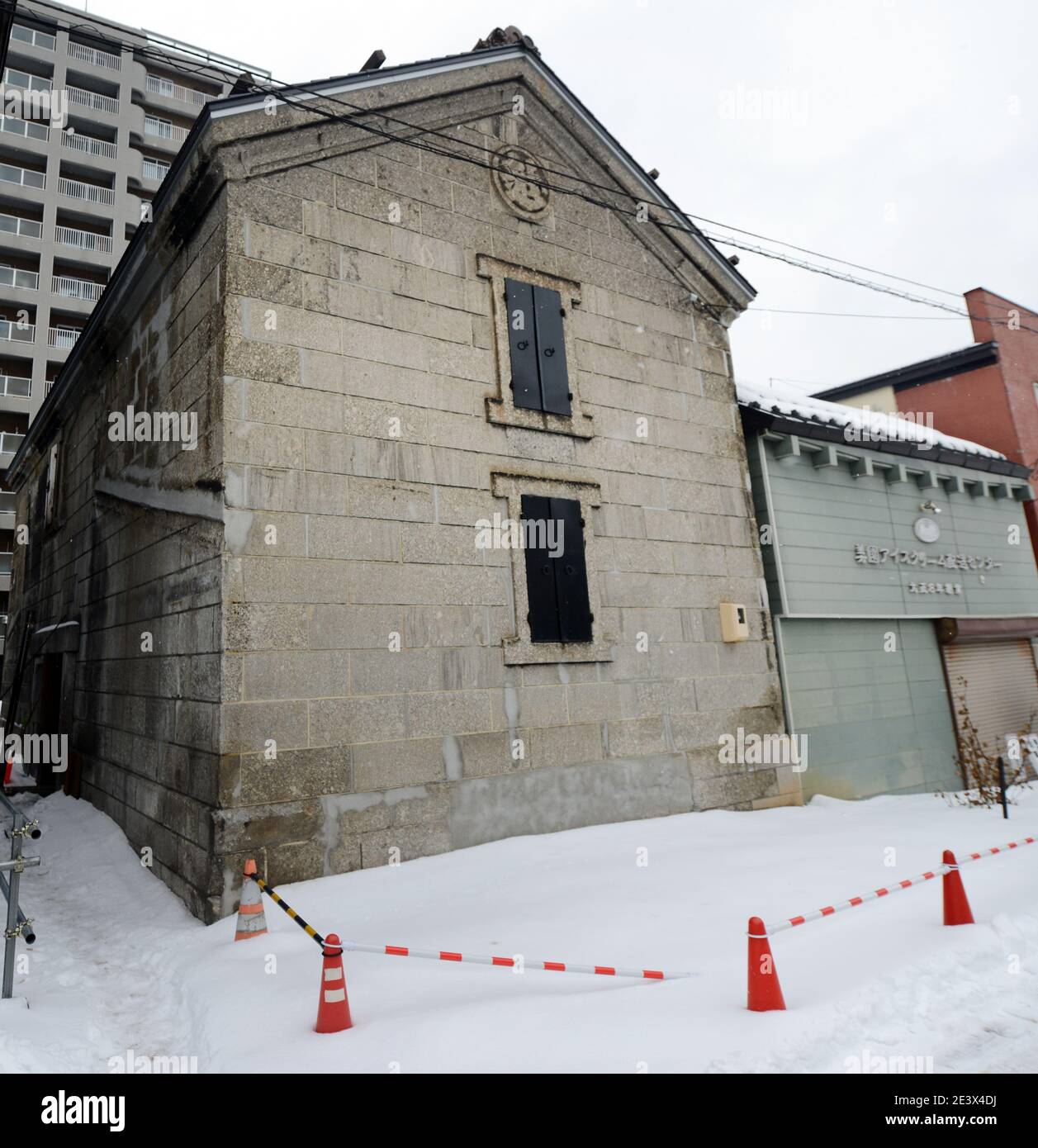 Schöne alte Gebäude in der Nähe des Otaru Kanals, Hokkaido, Japan. Stockfoto