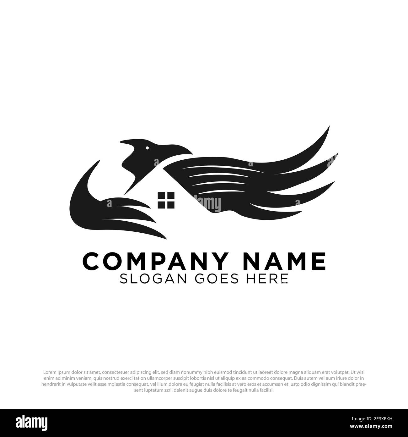Eagle House Silhouette Logo Design Inspiration, am besten für den Bau Gebäude Immobilien Logo Vorlage Stock Vektor