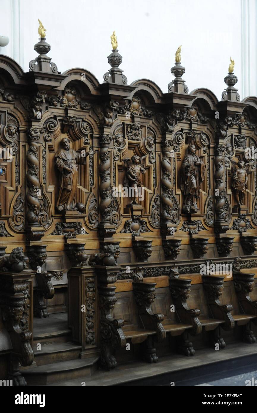 Averbode, Abteikirche, Chorgestühl (1671–1673) von Octaaf Henry Stockfoto