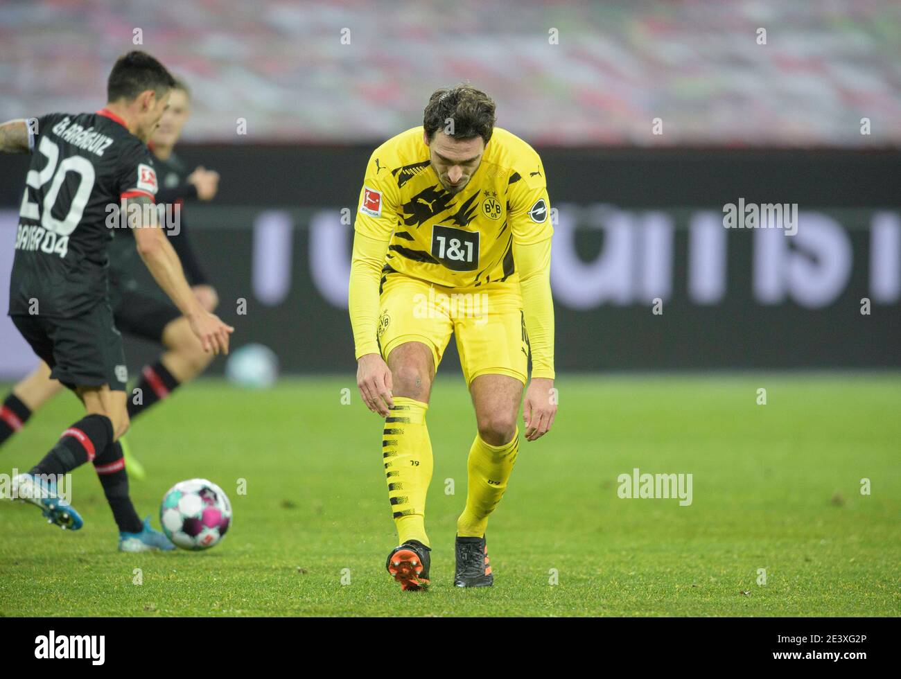 Frustriert bei Mats HUMMELS (DO) nach einem Missverständnis, Action-Fußball 1. Bundesliga, 17. Spieltag, Bayer 04 Leverkusen (LEV) - Borussia Dortmund (DO) 2: 1, am 19. Januar 2021 in Leverkusen. ¬ Verwendung weltweit Stockfoto