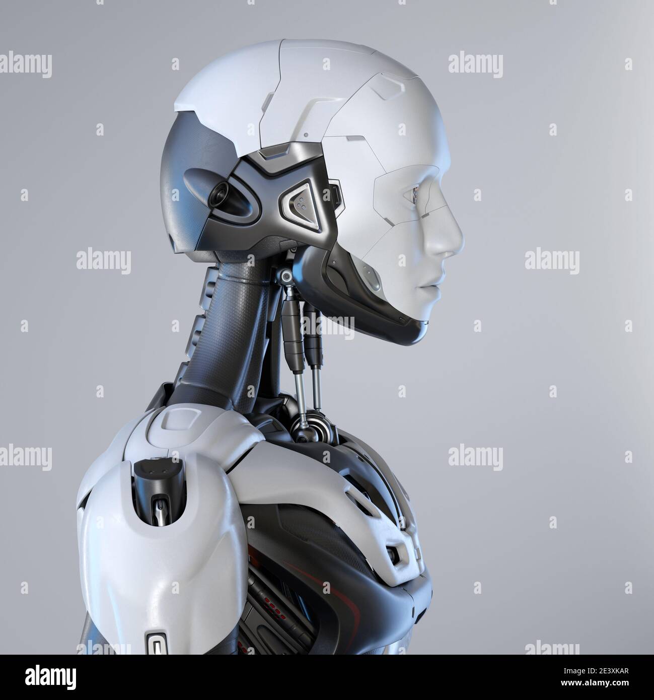 Roboterporträt im Profil. 3D-Illustration Stockfoto