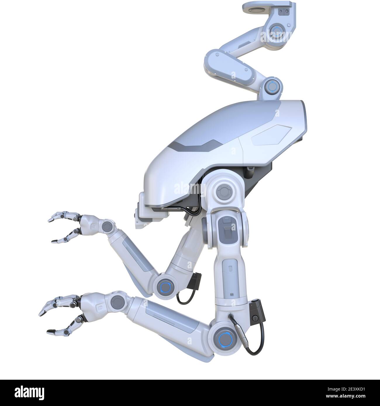 Sci - FI Industrielle Roboterarme isoliert auf dem weißen Stockfoto