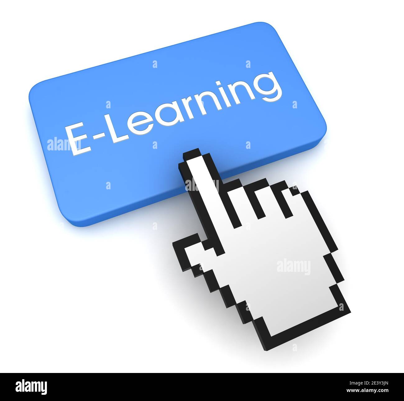 E-learning Push Button Konzept 3D-Illustration isoliert Stockfoto