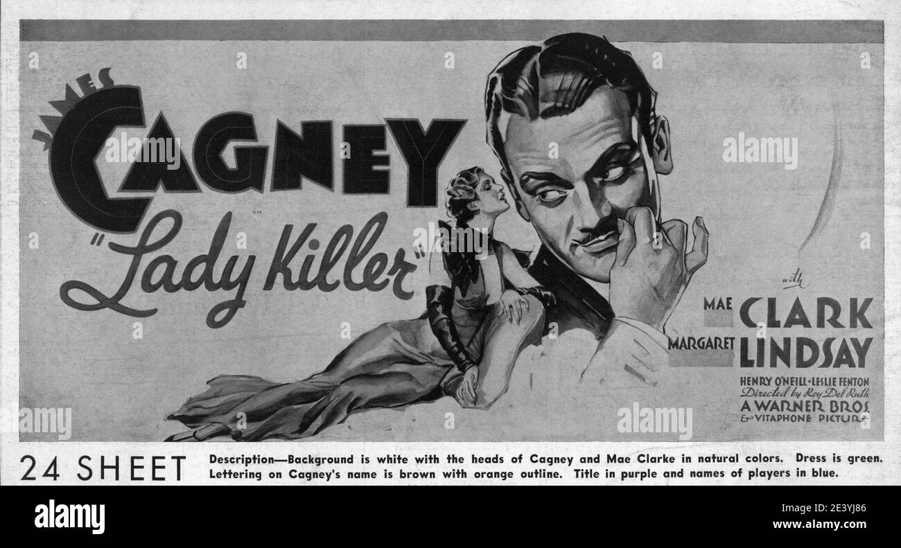 JAMES CAGNEY und MAE CLARKE in LADY KILLER 1933 Regisseur ROY DEL RUTH Story The Finger man von Rosalind Keating Shaffer Kostümdesign Orry-Kelly Warner Bros. Stockfoto