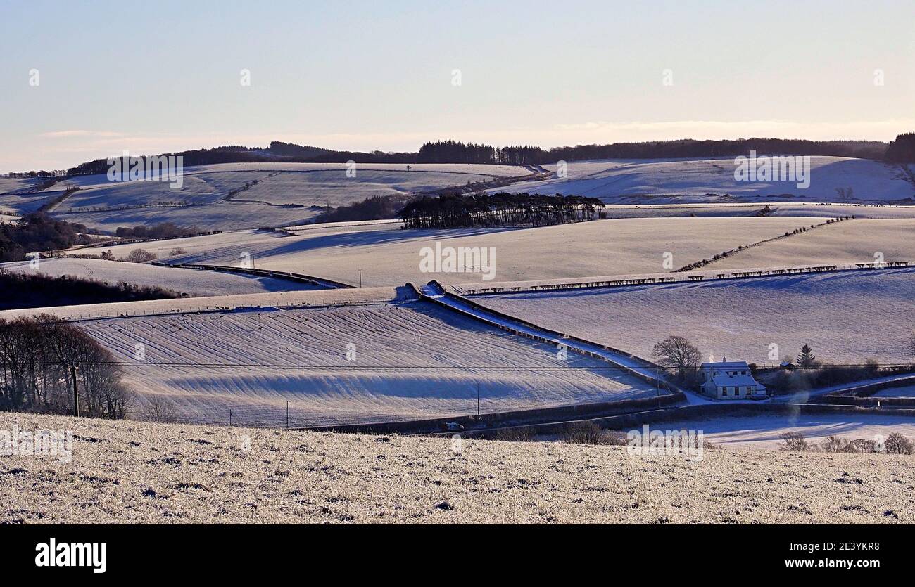 Ayrshire Countryside Schottland bei Sonnenschein und Schnee Januar 2021 Stockfoto