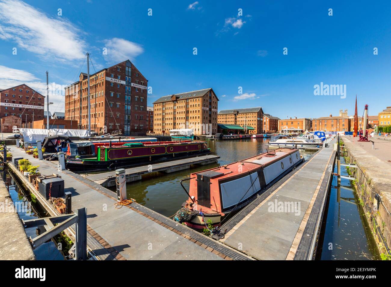 Die umgebauten Lagerhäuser von Gloucester Docks, Gloucestershire, England Stockfoto