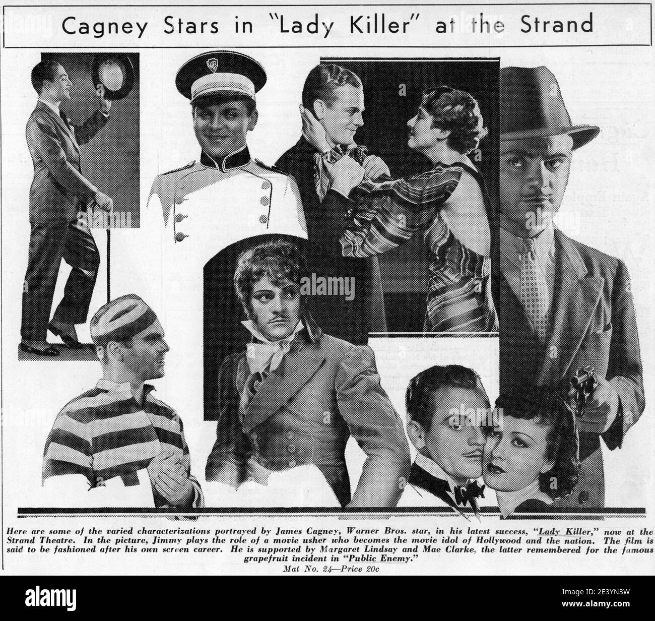 Fotomontage von JAMES CAGNEY in seinen vielen Erscheinungsformen in LADY KILLER 1933 Regisseur ROY DEL RUTH Story The Finger man von Rosalind Keating Shaffer Kostümdesign Orry-Kelly Warner Bros. Stockfoto