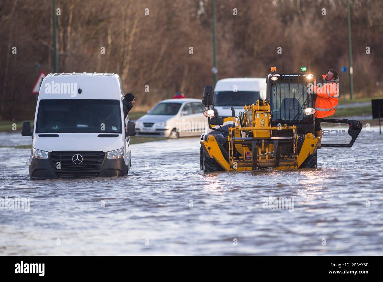 Trunk Road, Middlesbrough, Großbritannien. Donnerstag, 21. Januar 2021: Sturm Christoph hat Teile von Teeside und Cleveland über Nacht und durch diese m geschlagen Stockfoto
