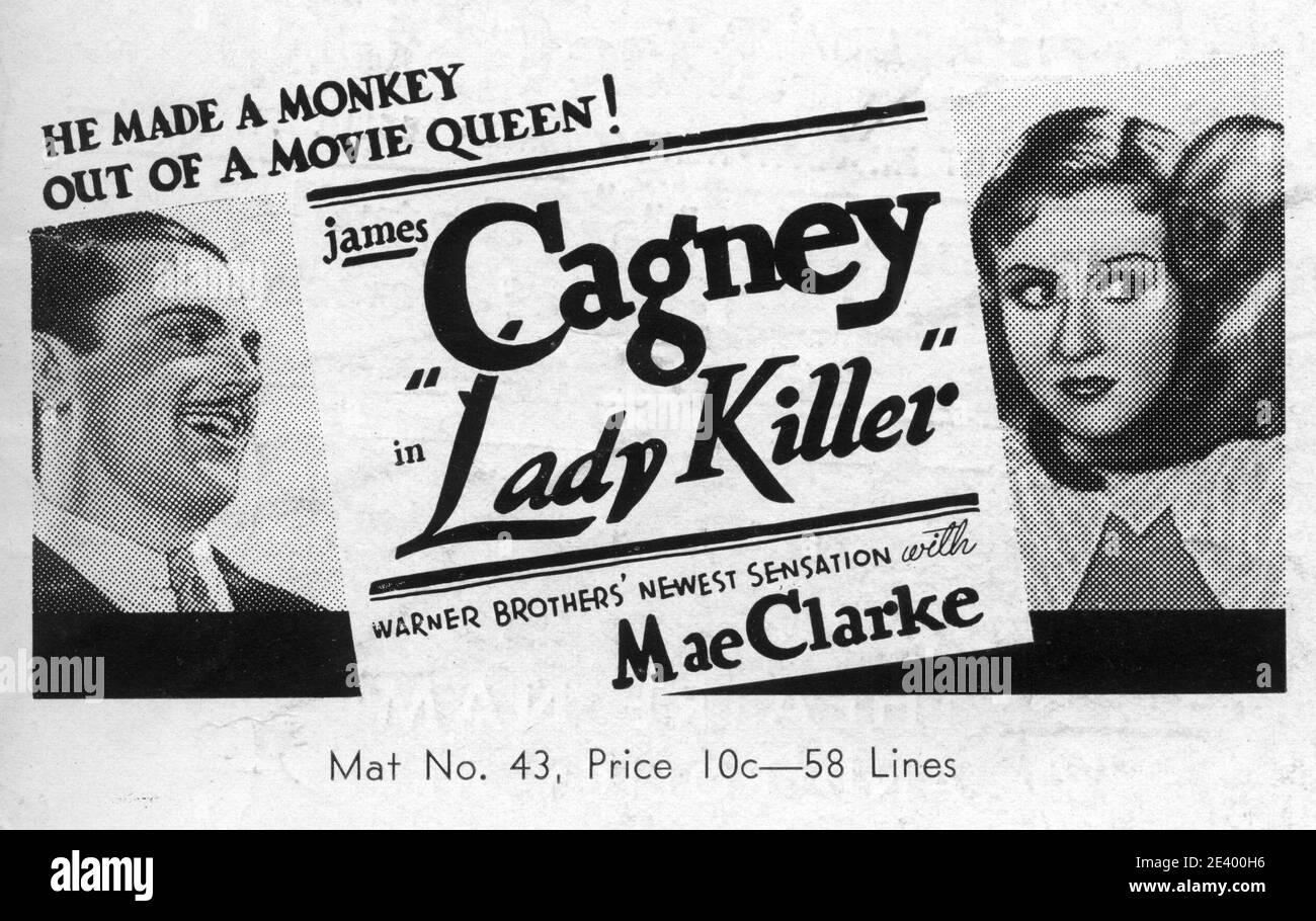 JAMES CAGNEY und MAE CLARKE in LADY KILLER 1933 Regisseur ROY DEL RUTH Story The Finger man von Rosalind Keating Shaffer Kostümdesign Orry-Kelly Warner Bros. Stockfoto